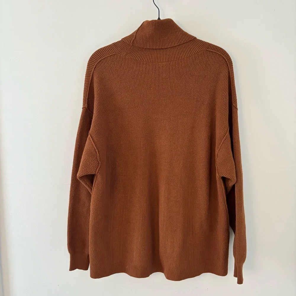 Free People Softly Structured Tunic Sweater Pullover Ribbed Knit Turtleneck